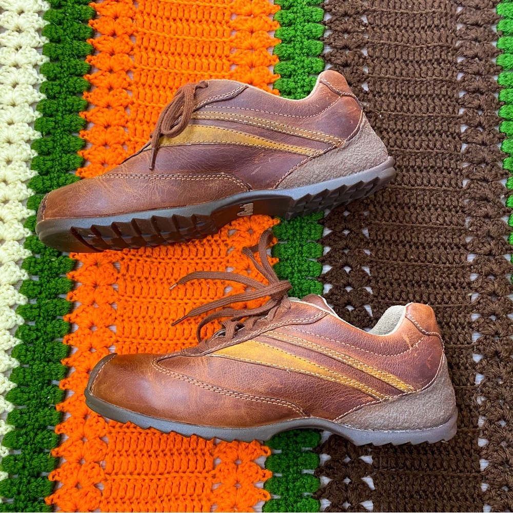 Retro Roots Brown and Mustard Retro Stripe Sneakers